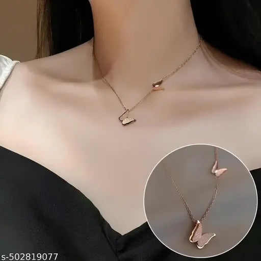Karishma Kreations Trendy Rose Gold Plated Butterfly Stainless Steel For Women