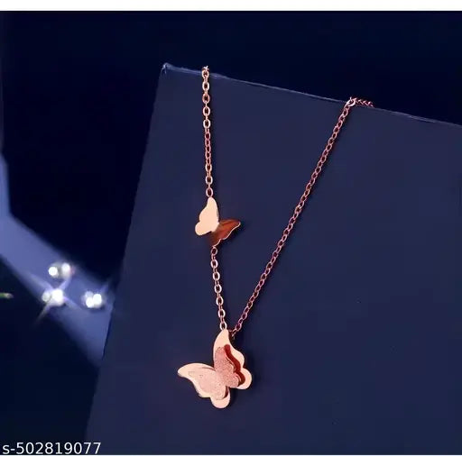 Karishma Kreations Trendy Rose Gold Plated Butterfly Stainless Steel For Women